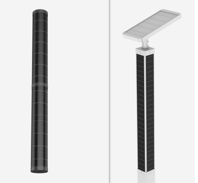 Why are there round and square solar street light poles?
