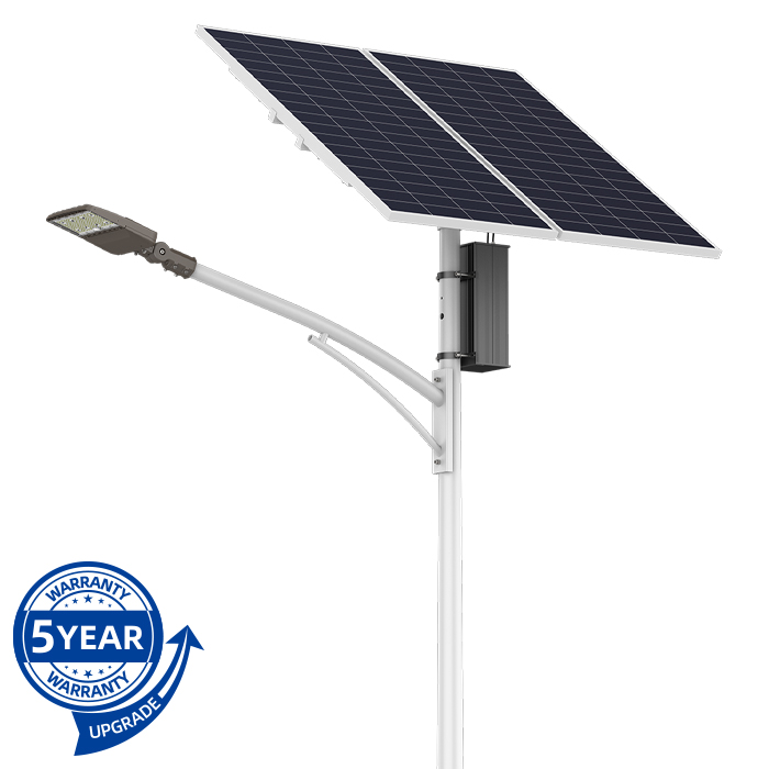 Separate type solar street light with solar-grid power hybrid function
