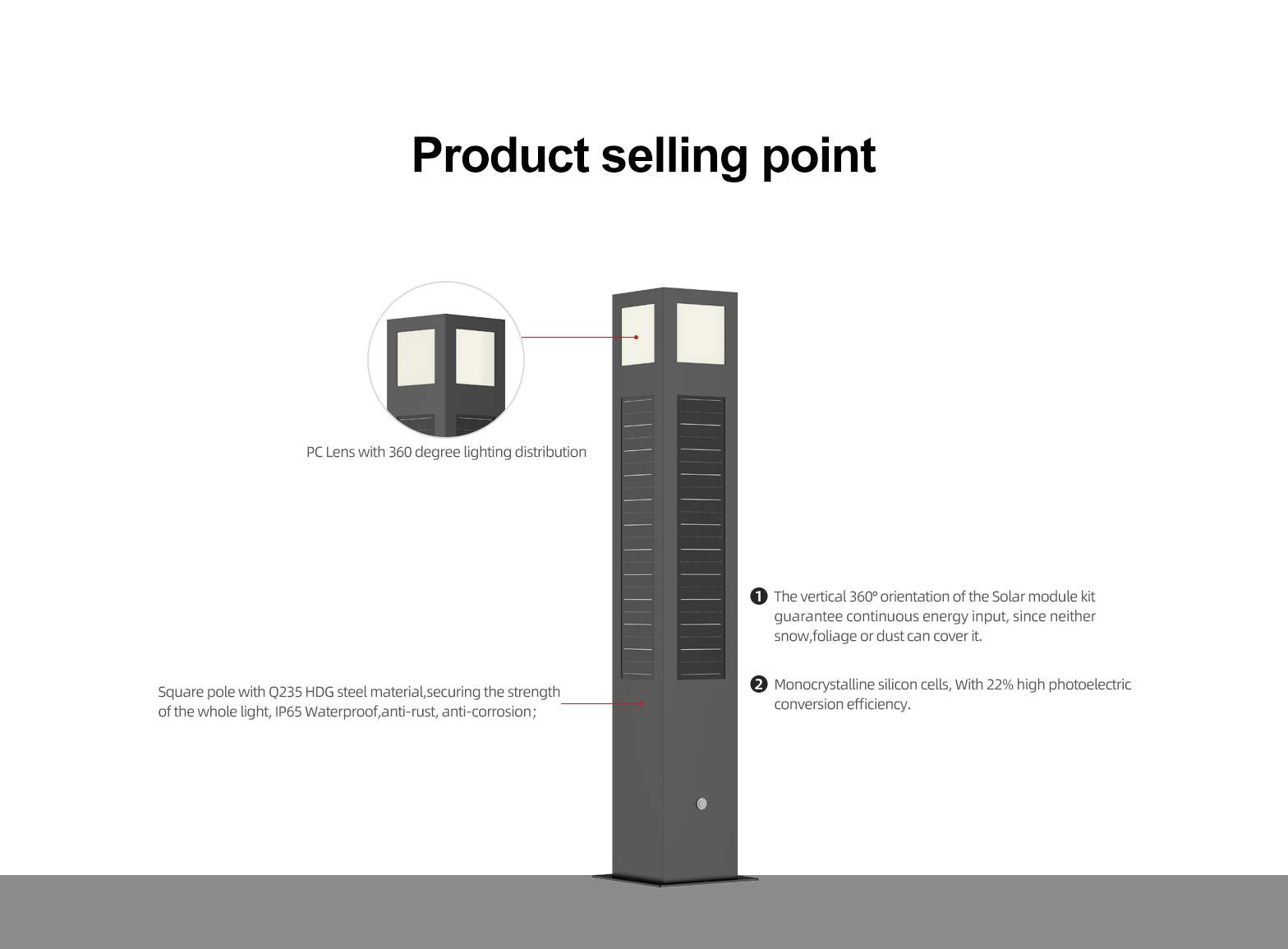 ISPL-BD Series Outdoor LED Solar Powered Bollard Garden Light Commercial(图4)