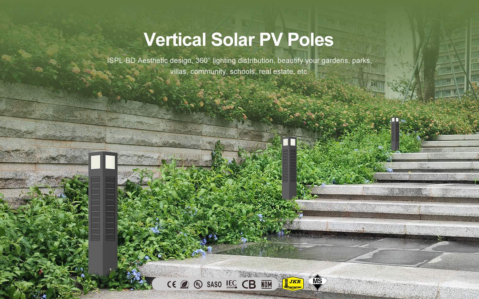 ISPL-BD Series Outdoor LED Solar Powered Bollard Garden Light Commercial(图1)