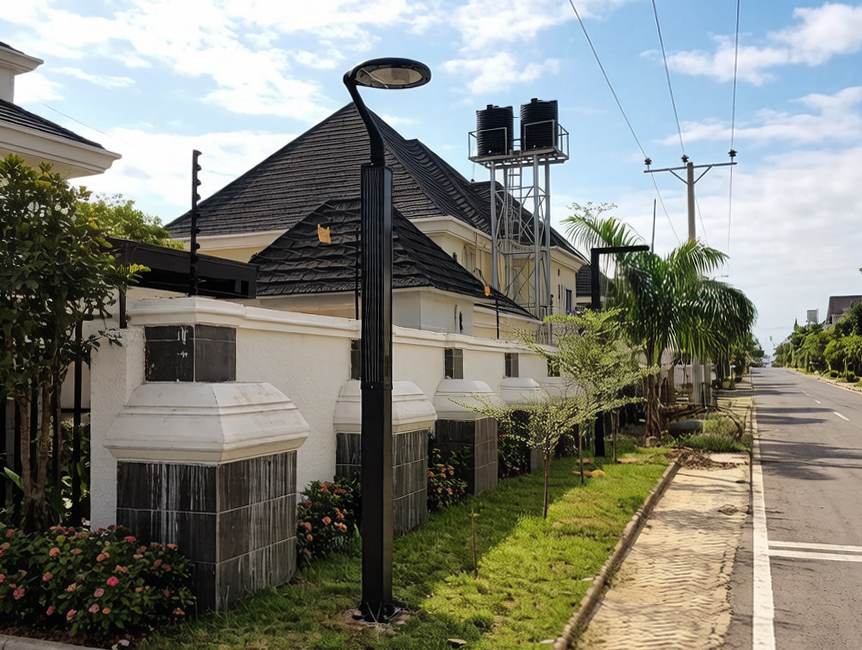  Solway ISPL-GN vertical solar Pole with double heads – Case Study of African Villa Area Project