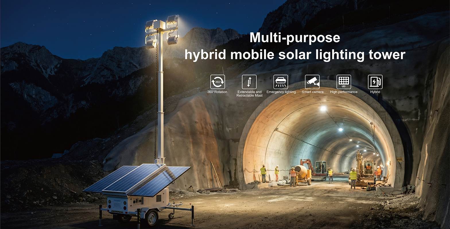 Mobile Retractable Solar-Powered Hybrid Light Tower Solutions for emergency lighting(图1)