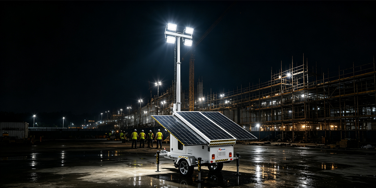 Efficient Night Emergency Lighting Solution for Construction Sites – Solar Mobile Light Tower(图1)