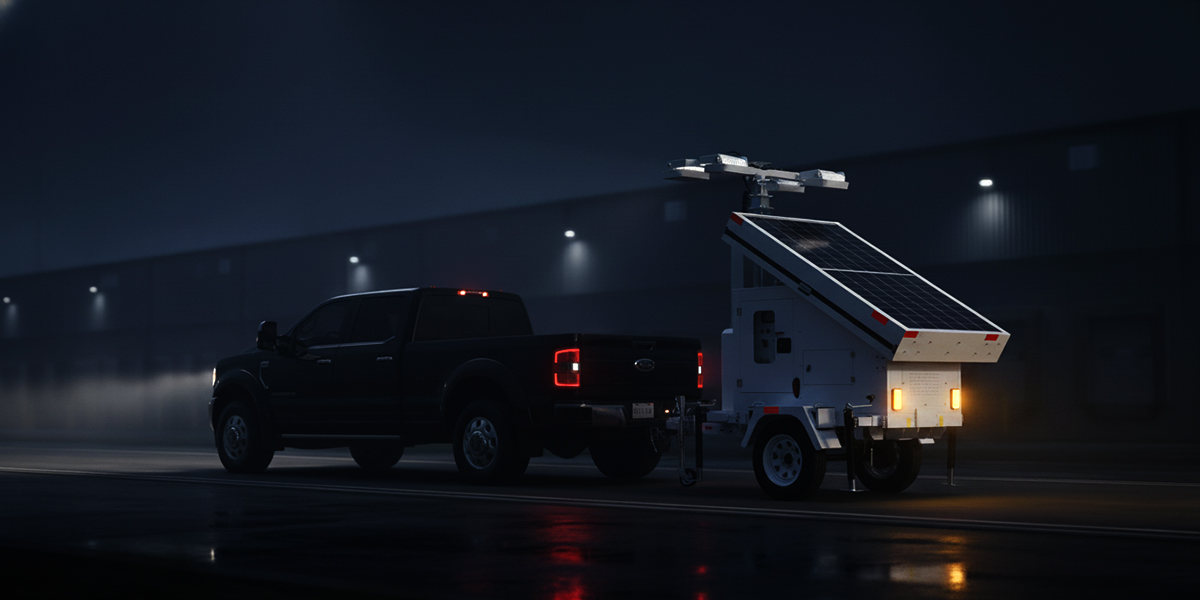 Solar mobile light tower – actual photo of ground deployment